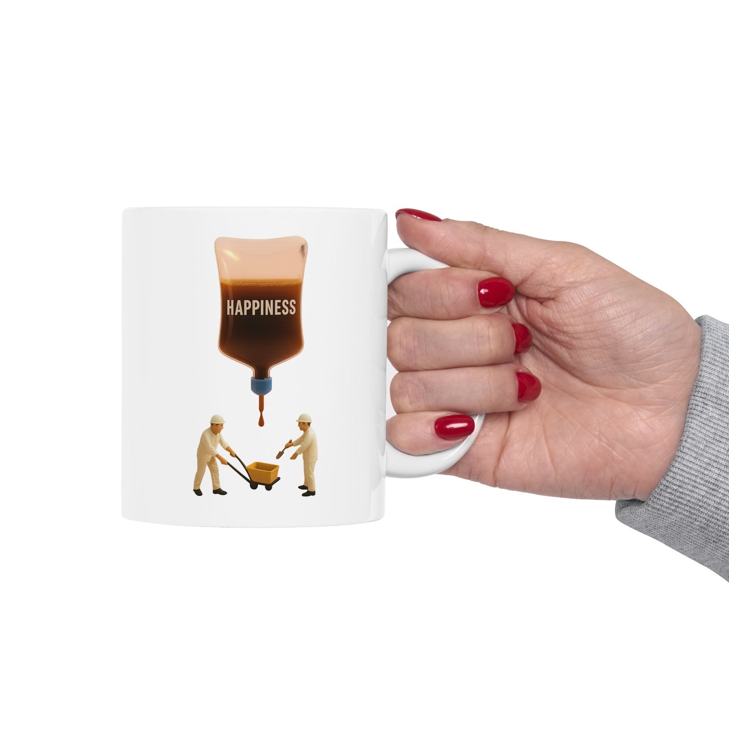 Funny Happy Pill Mug - Coffee IV Drip Cup - Cute Ceramic Mug for Mental Health & Positivity Gift