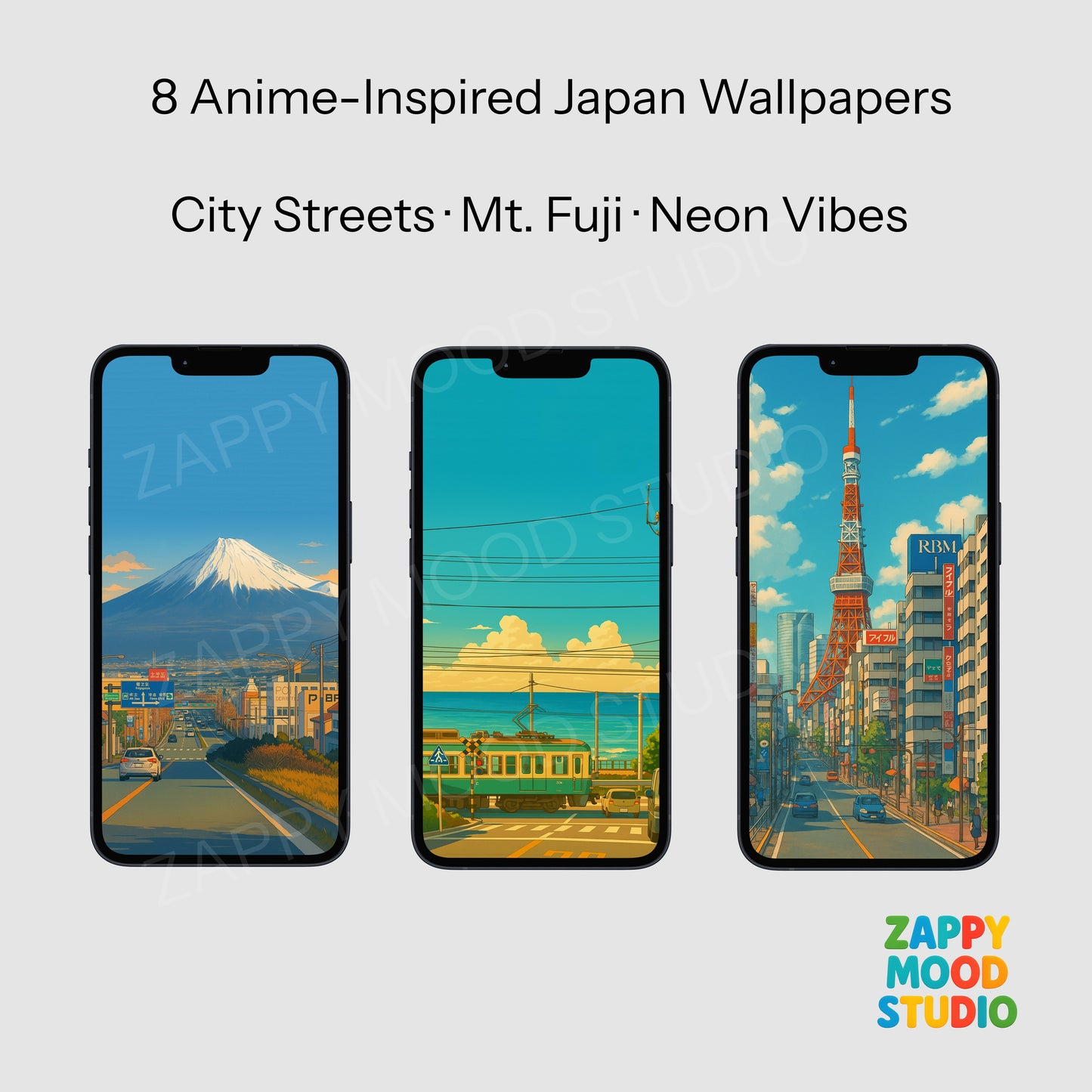 8 Japan Anime Wallpapers – Tokyo City, Mt. Fuji, Ghibli Aesthetic V2