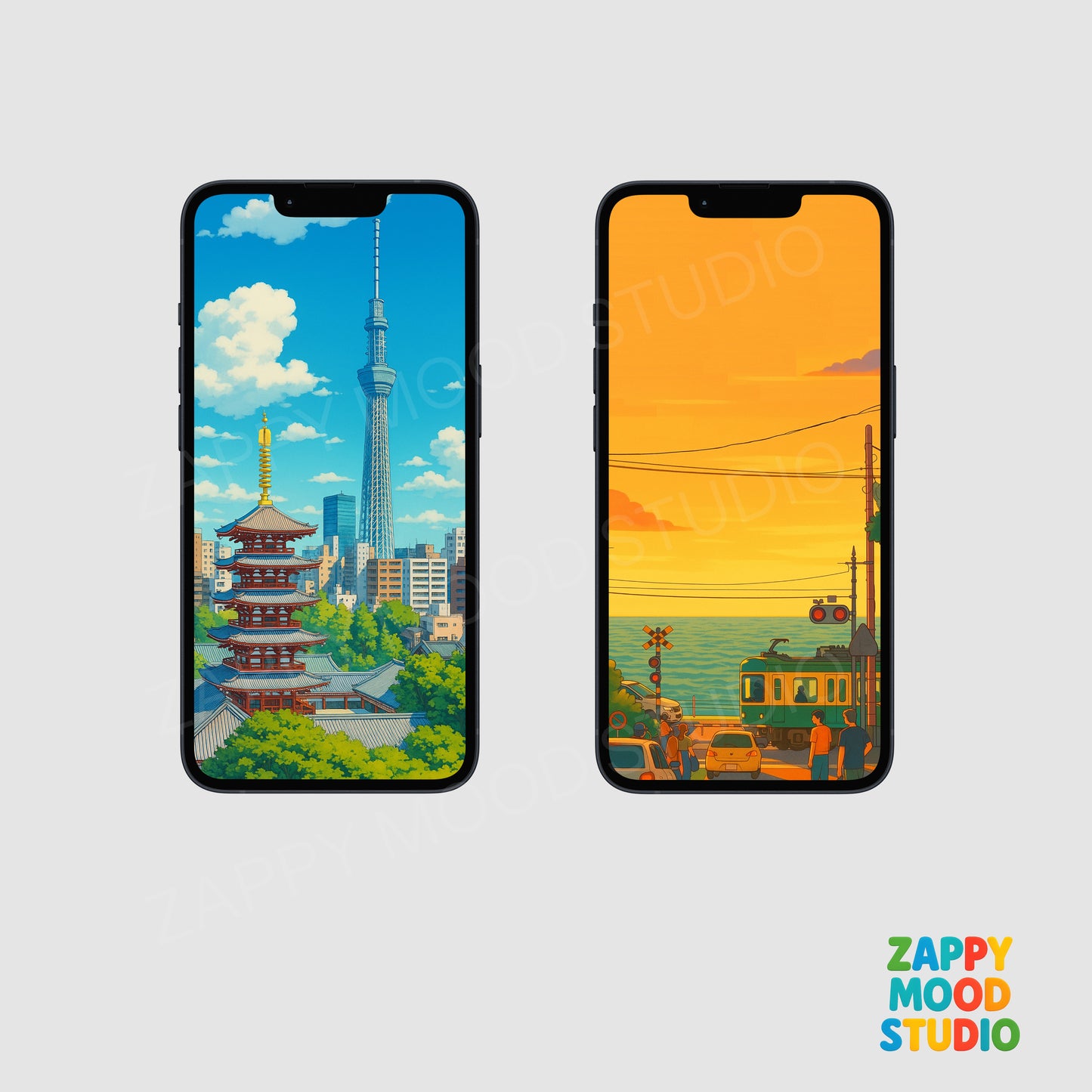 8 Japan Anime Wallpapers – Neon Tokyo, Mt. Fuji, Retro City Views V3