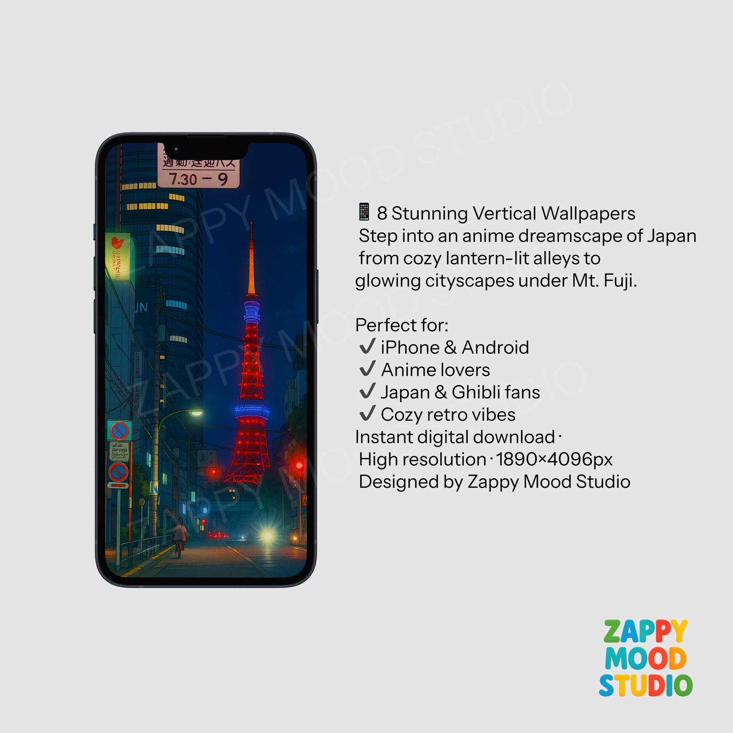 8 Japan Anime Wallpapers – Neon Tokyo, Mt. Fuji, Retro City Views V3
