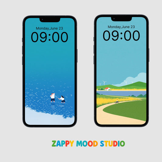 Minimal Landscape Phone Wallpapers Set – Aesthetic Pastel & Nature Lock Screen Backgrounds | ZappyMood Studio