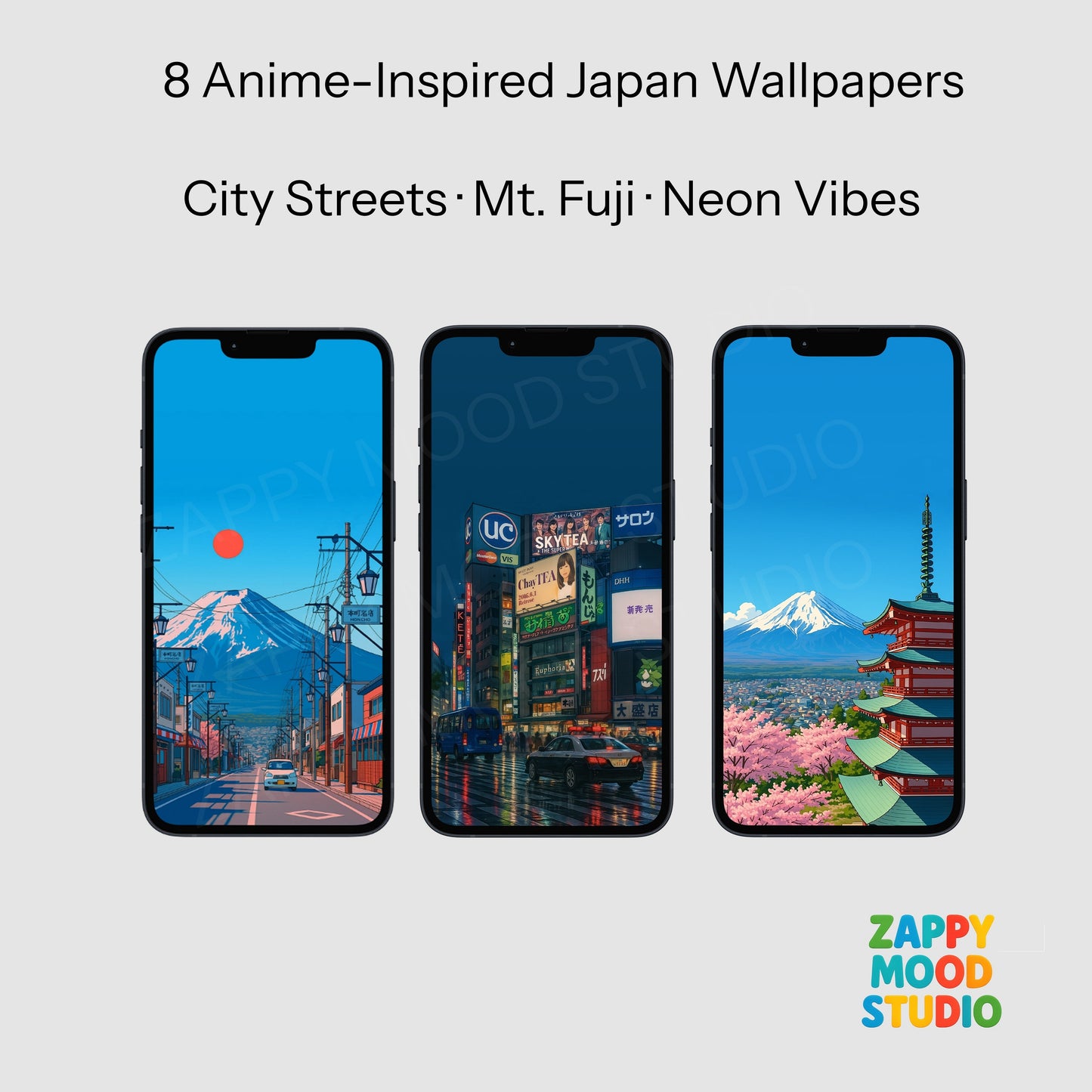 8 Anime Japan Wallpapers – Tokyo & Fuji Cityscape Pack