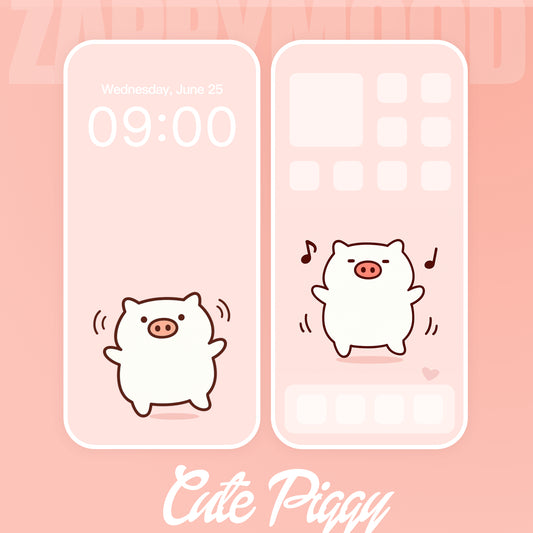 Cute Piggy Phone Wallpapers | Kawaii Pink Aesthetic Cartoon Pig Lock Screen Backgrounds | ZappyMood Studio