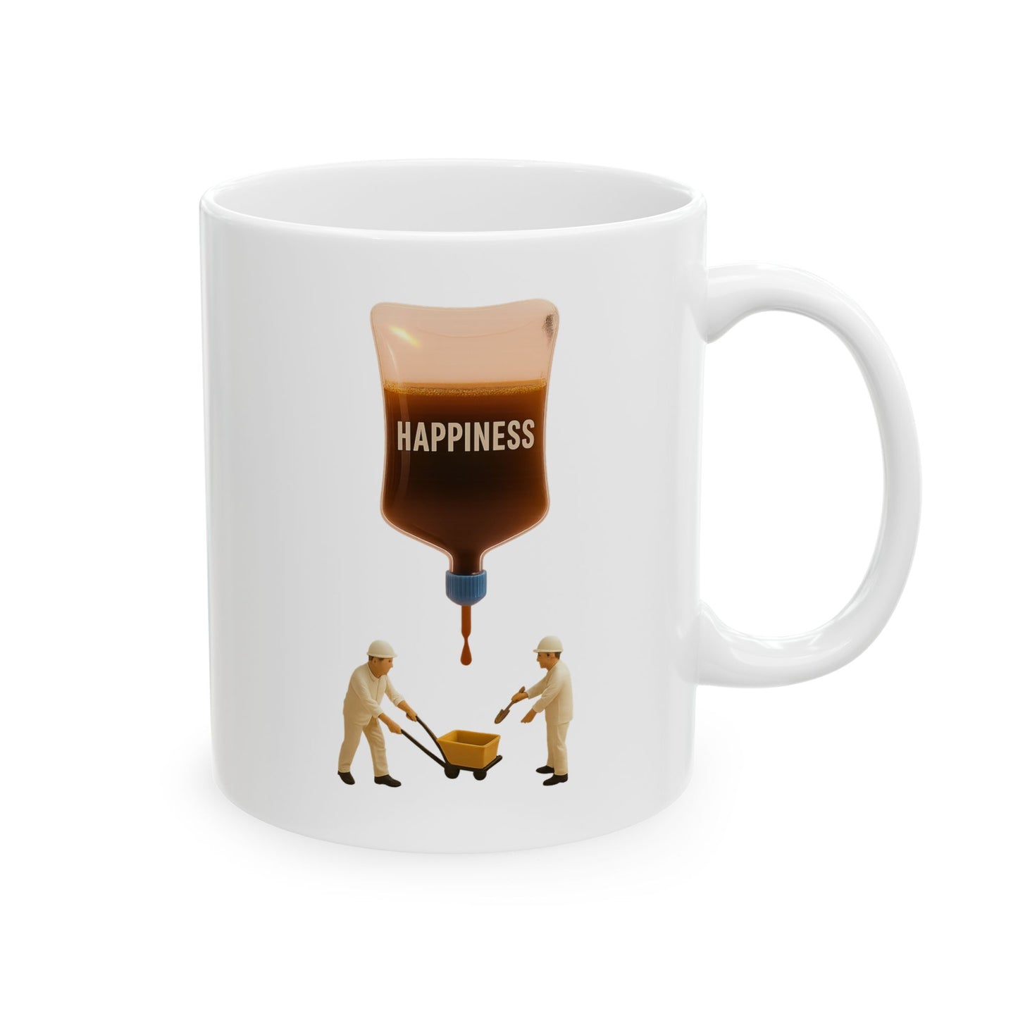 Funny Happy Pill Mug - Coffee IV Drip Cup - Cute Ceramic Mug for Mental Health & Positivity Gift