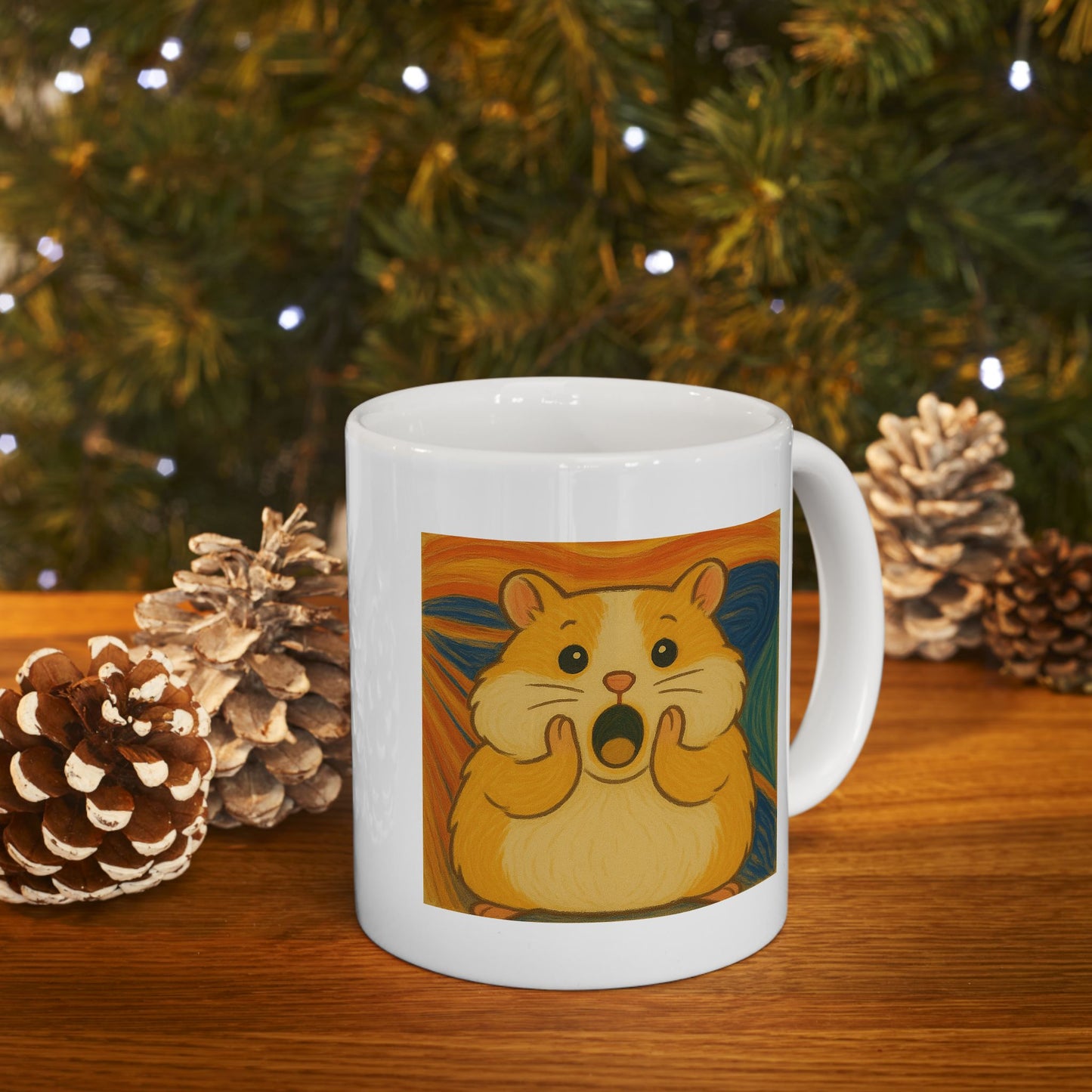 Funny Hamster Scream Mug | Inspired by Edvard Munch | Cute Parody Art Coffee Cup Gift
