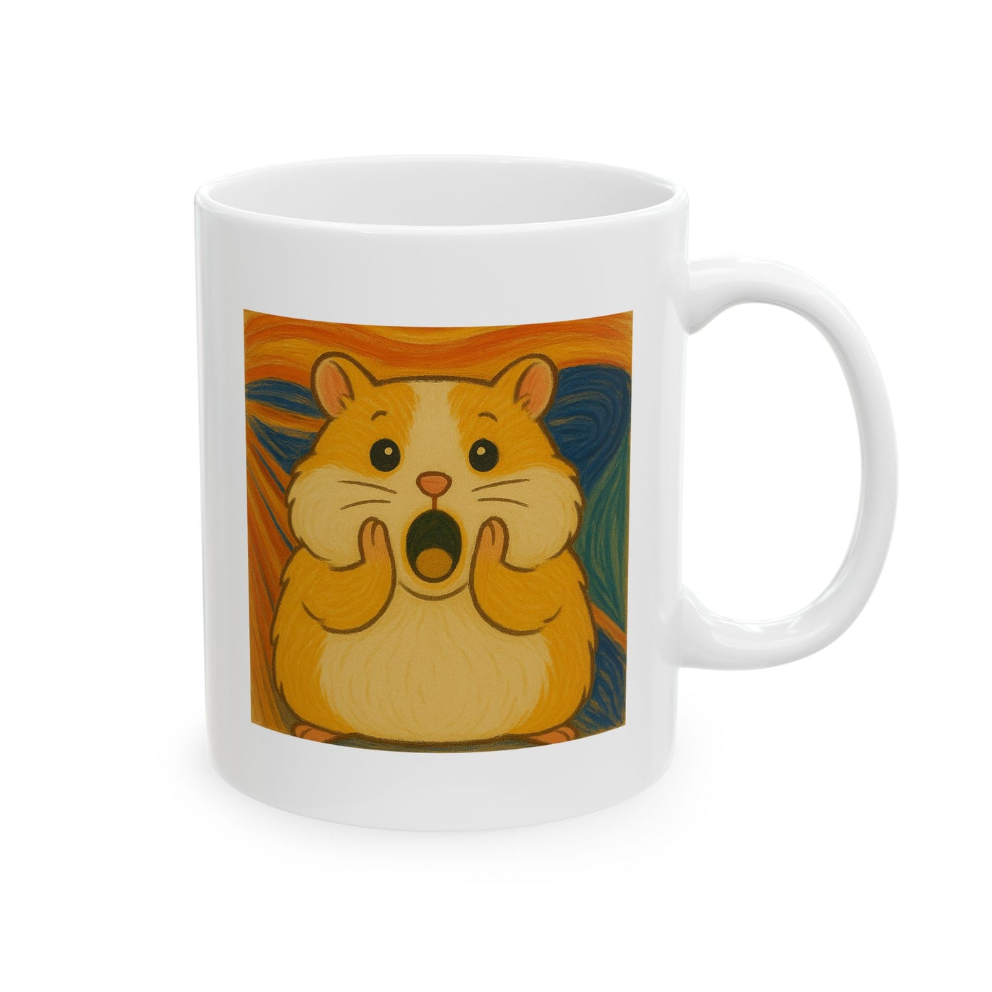 Funny Hamster Scream Mug | Inspired by Edvard Munch | Cute Parody Art Coffee Cup Gift