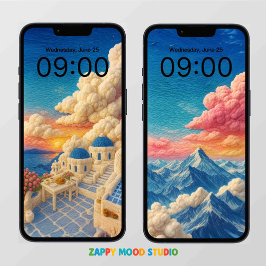 Zappy Mood: 8 Cozy Fiber Wool Art Wallpapers | Digital Phone Backgrounds