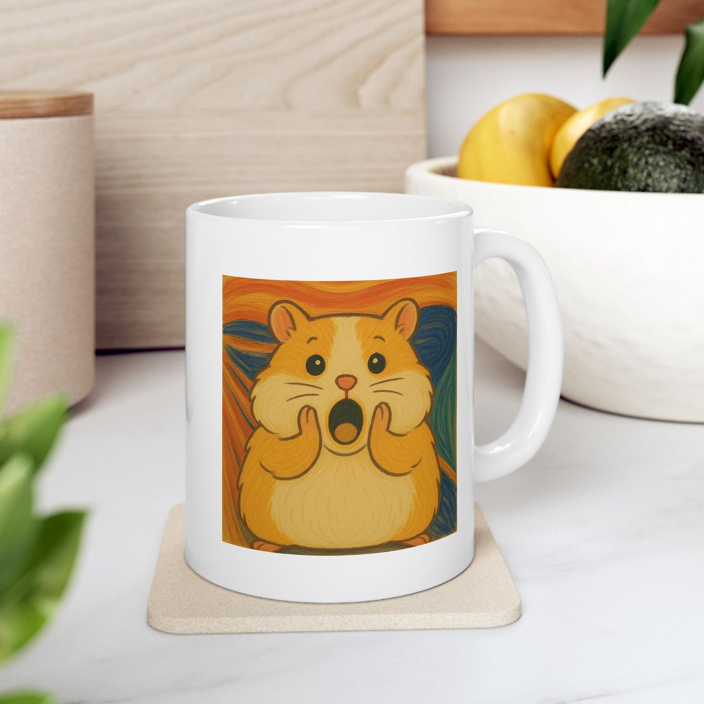Funny Hamster Scream Mug | Inspired by Edvard Munch | Cute Parody Art Coffee Cup Gift