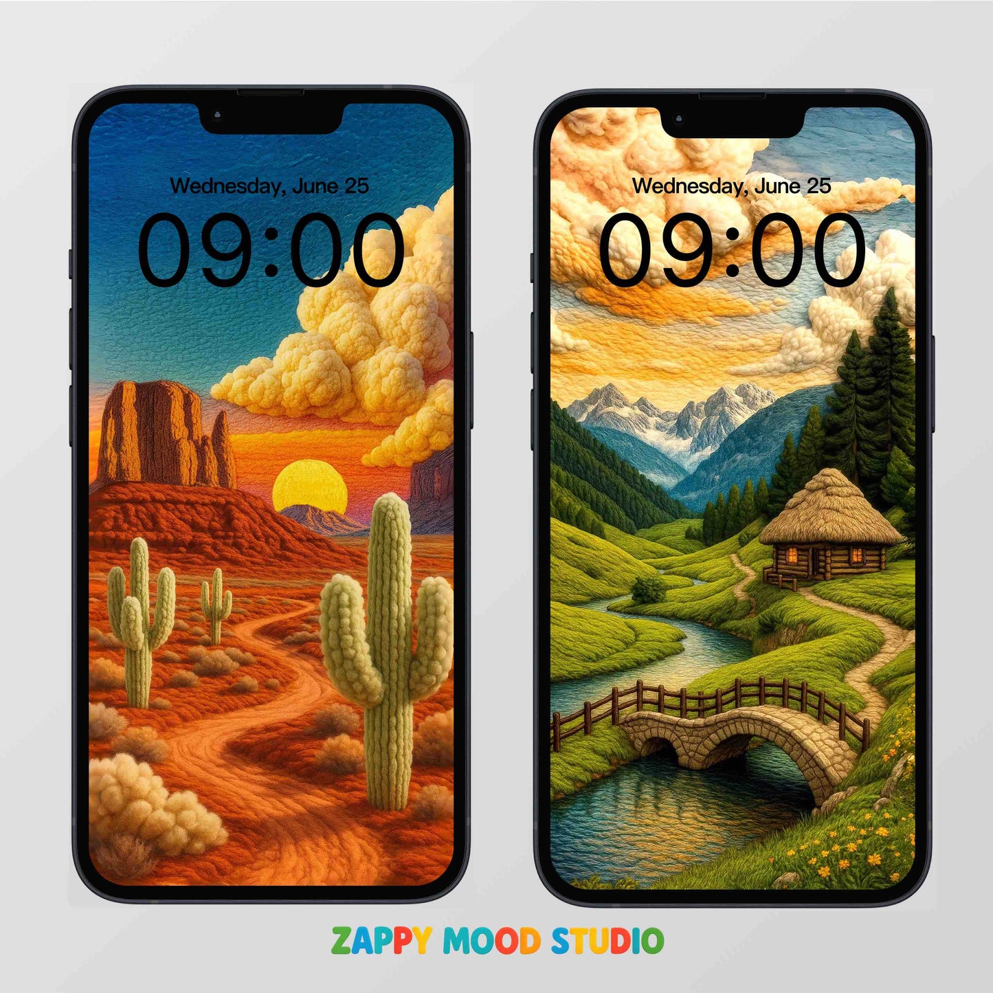 Zappy Mood: 8 Cozy Fiber Wool Art Wallpapers | Digital Phone Backgrounds