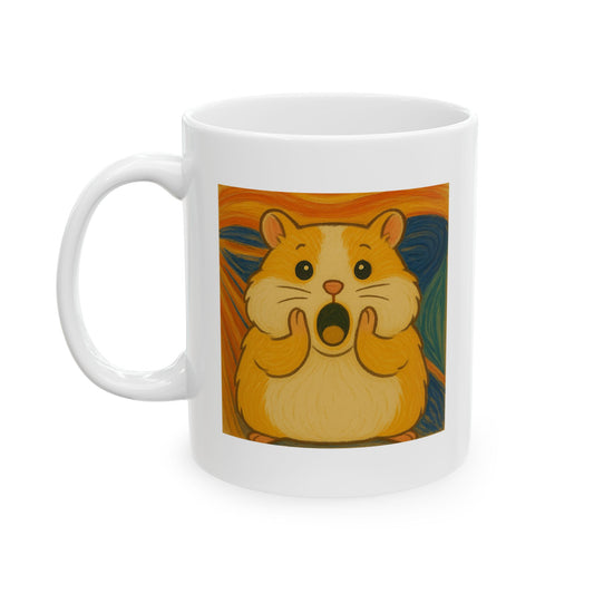 Funny Hamster Scream Mug | Inspired by Edvard Munch | Cute Parody Art Coffee Cup Gift