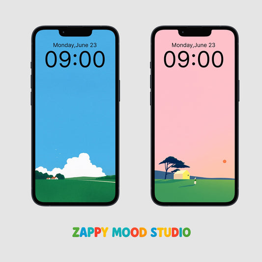 Minimal Landscape Phone Wallpapers Set – Aesthetic Pastel & Nature Lock Screen Backgrounds | ZappyMood Studio