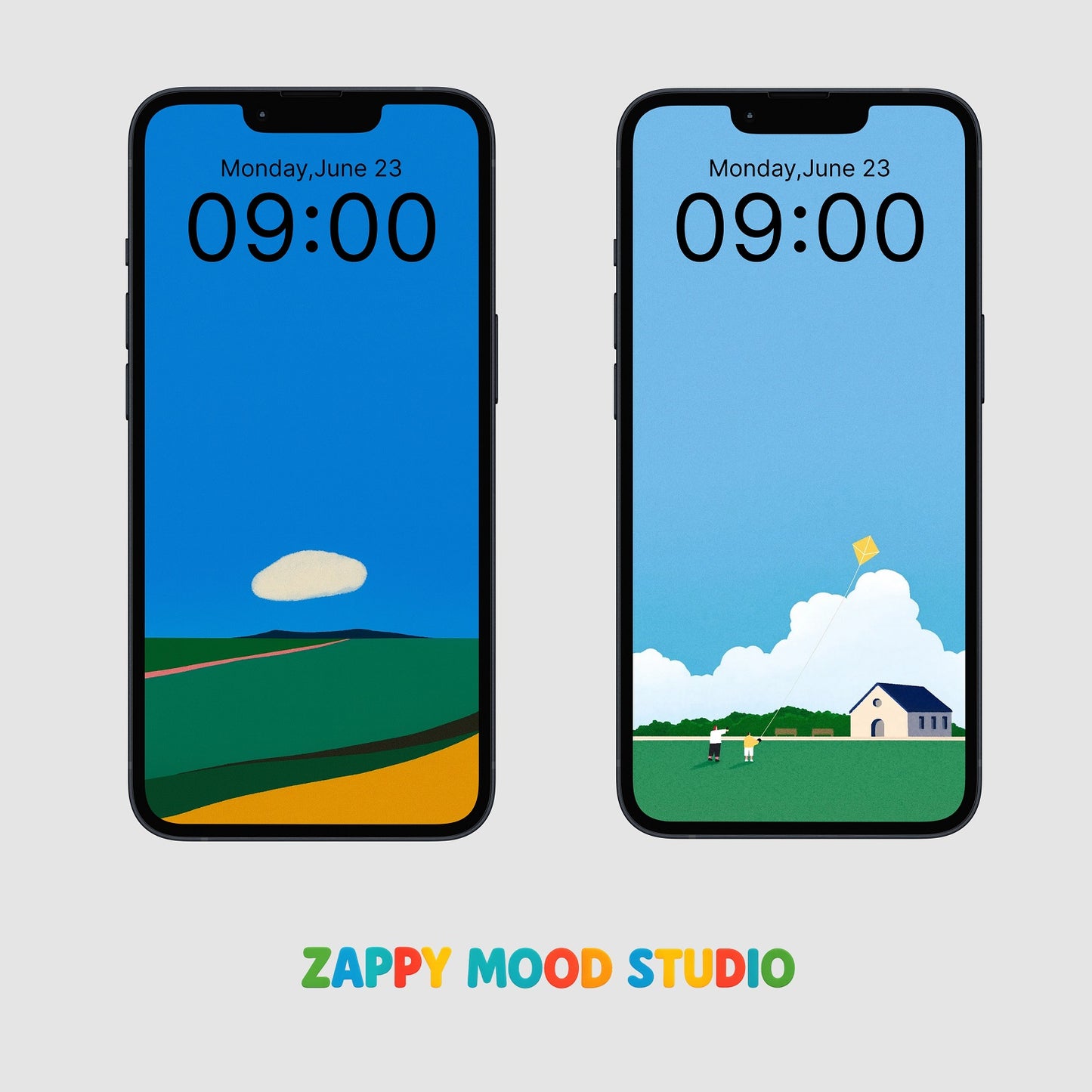 Minimal Landscape Phone Wallpapers Set – Aesthetic Pastel & Nature Lock Screen Backgrounds | ZappyMood Studio
