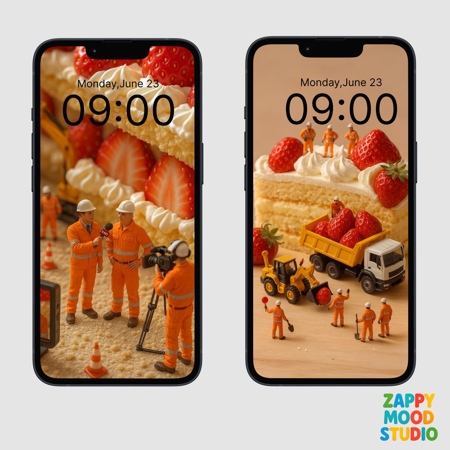 Zappy Mood Pastry Project – 8 Cute Phone Wallpapers with Tiny Workers & Cakes