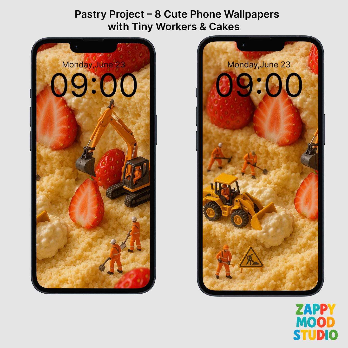 Zappy Mood Pastry Project – 8 Cute Phone Wallpapers with Tiny Workers & Cakes
