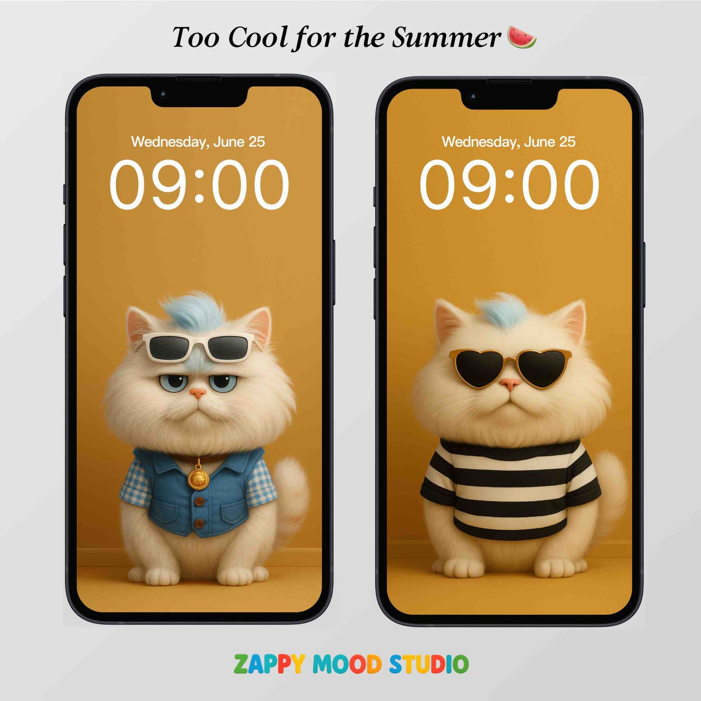 6 Cute Cat Phone Wallpapers – Summer Aesthetic Digital Art for iPhone & Android
